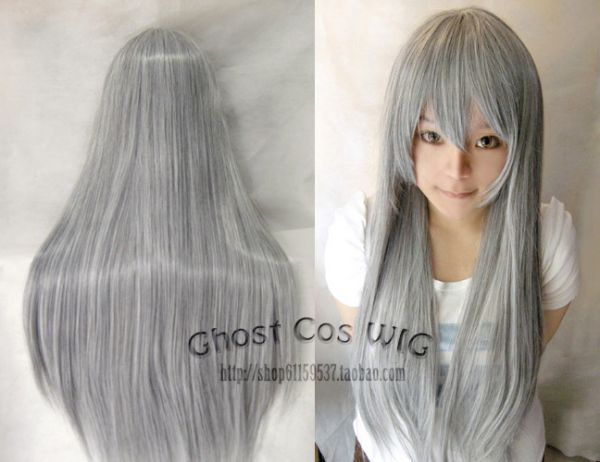 Peruca cinza 80cm