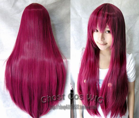 Peruca vermelho-arroxeada 80cm